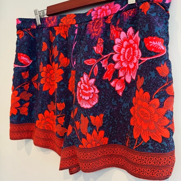 Anthropologie Red and Blue Floral High Waist Shorts - Picture 6 of 9